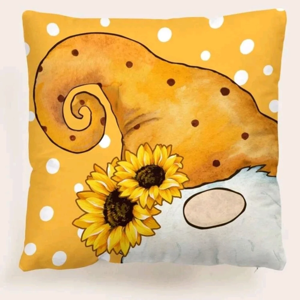 NEW! Gnome Print Cushion Cover